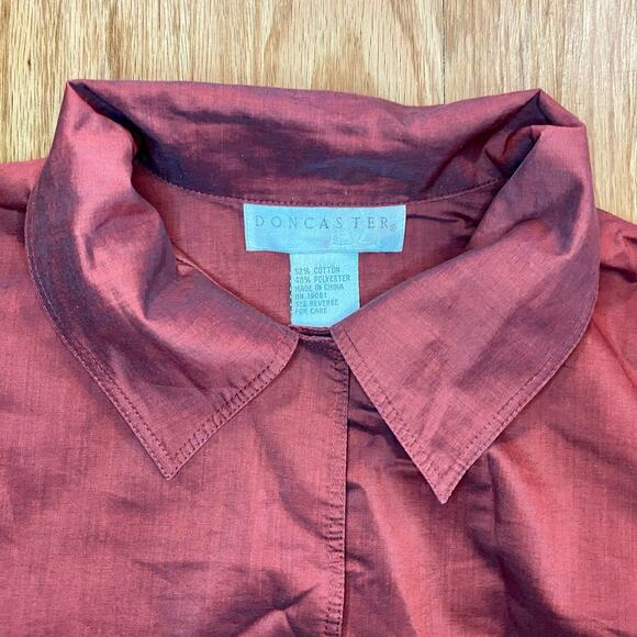 Doncaster Metallic Red Oversized Poplin Shirt Top Womens 4 - Picture 5 of 13